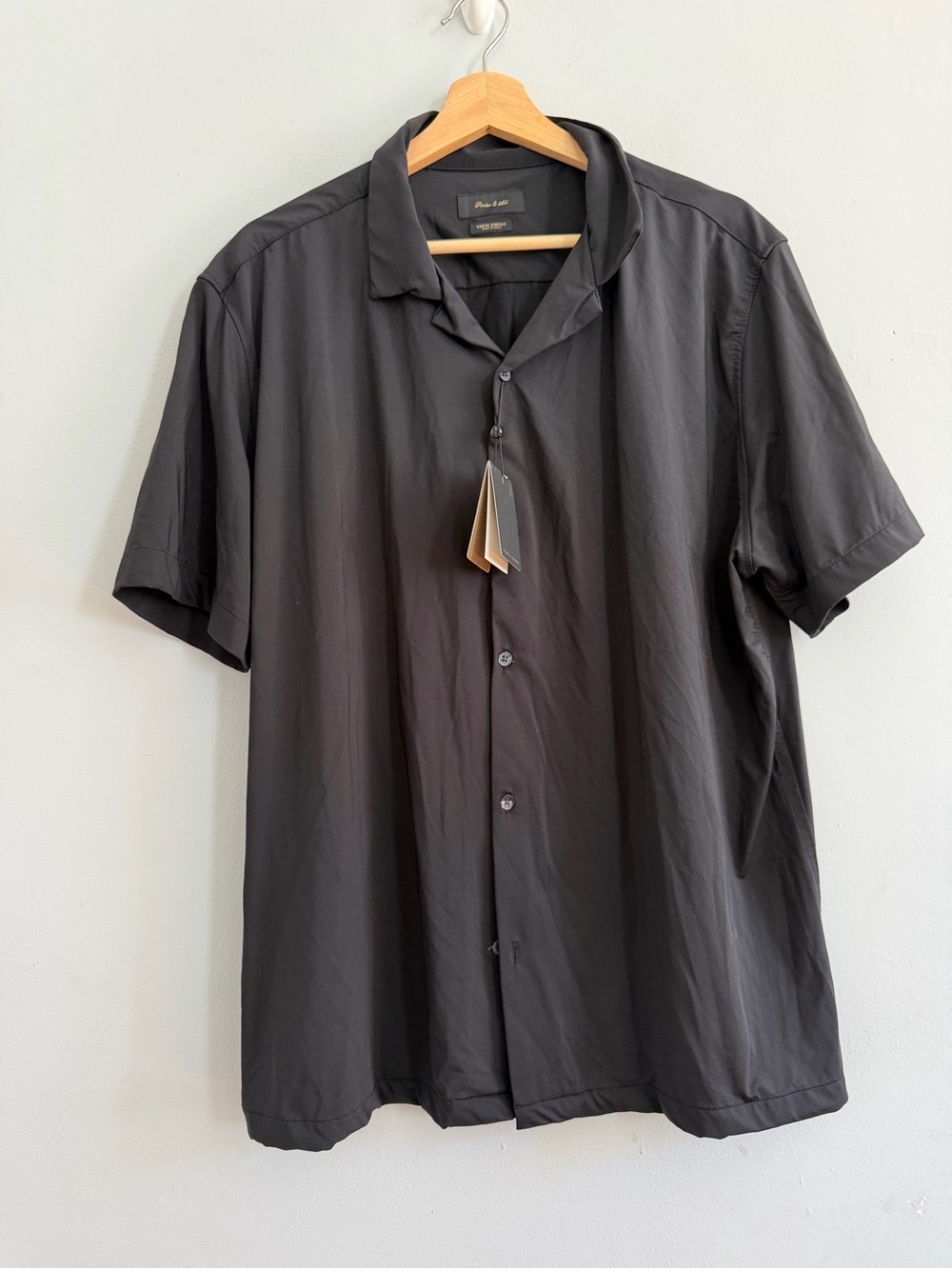 Porter & Ash Kinetic Stretch Shirt Solid Black Size XL NWT